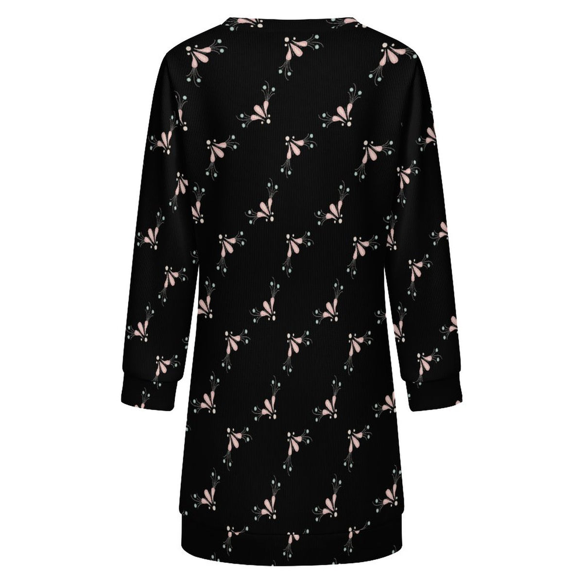 Women's Long Sleeve Sweater Dress Black Light Pink