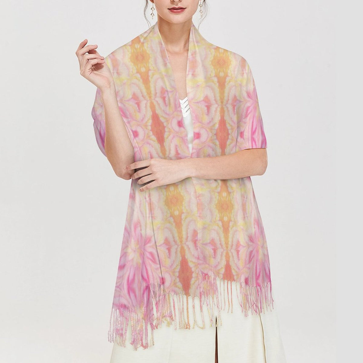 Cashmere-like Tassel Scarf Tie-dye