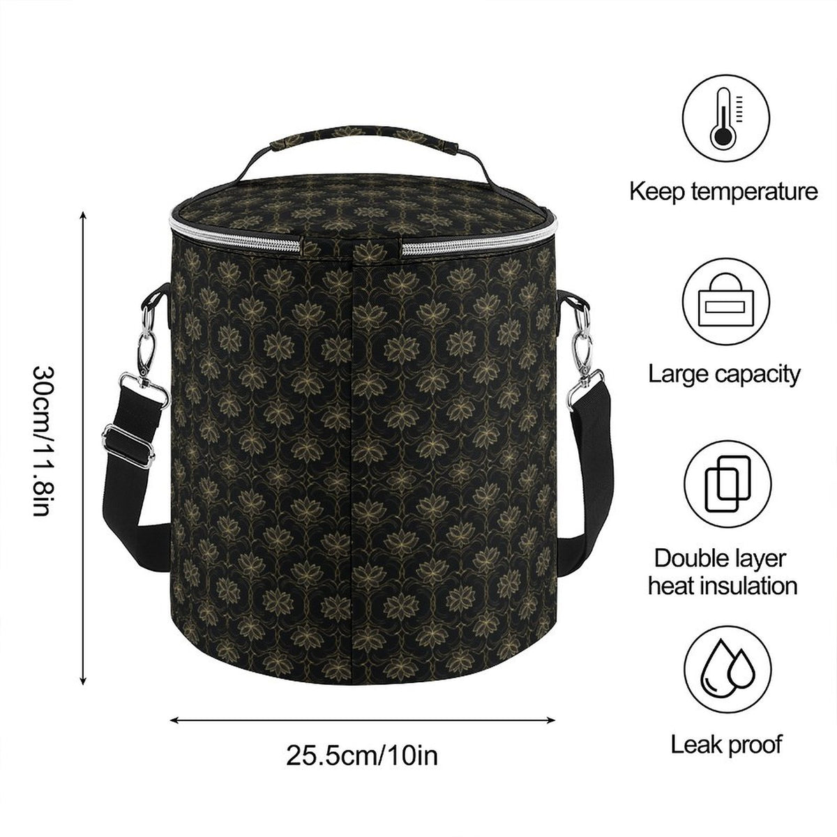 Round Collapsible Insulated Cooler Bag with Shoulder Strap A018 (All-Over Printing)