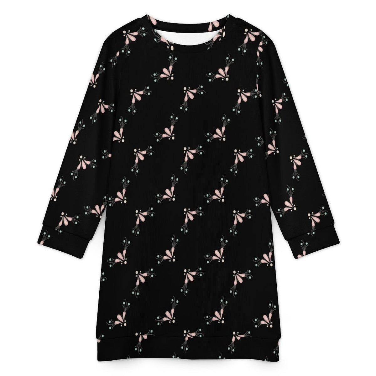 Women's Long Sleeve Sweater Dress Black Light Pink
