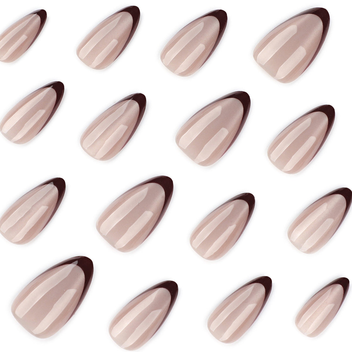 Cat eye flash wearable french red manicure nail pieces medium short almond nails – Image 3