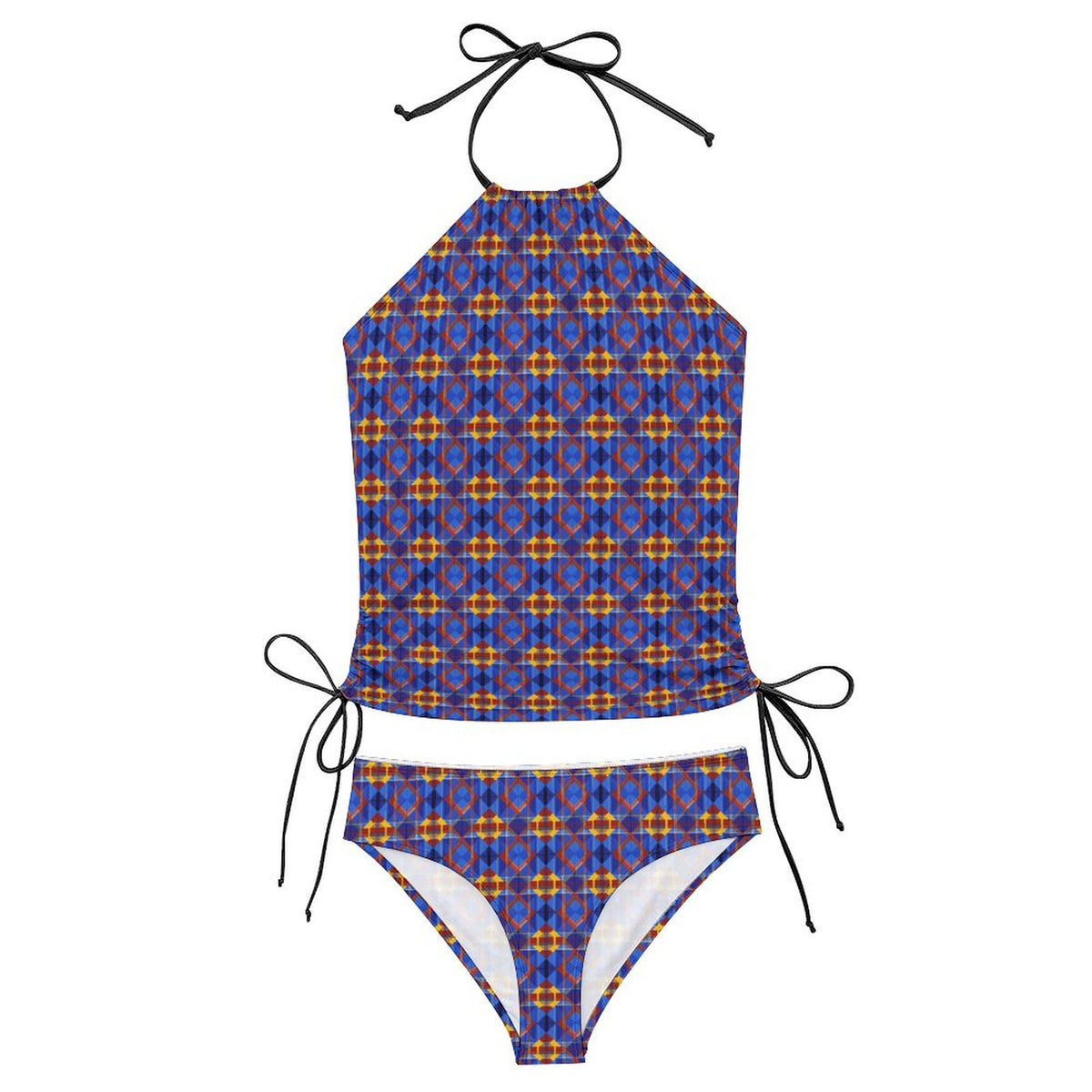 2-Piece Women's Tankini Set with High Neck Halter Top