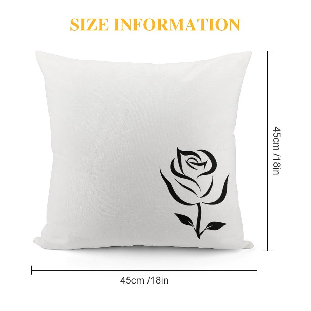 Square Plush Throw Pillow Cover (Pillow Excluded) Black Rose