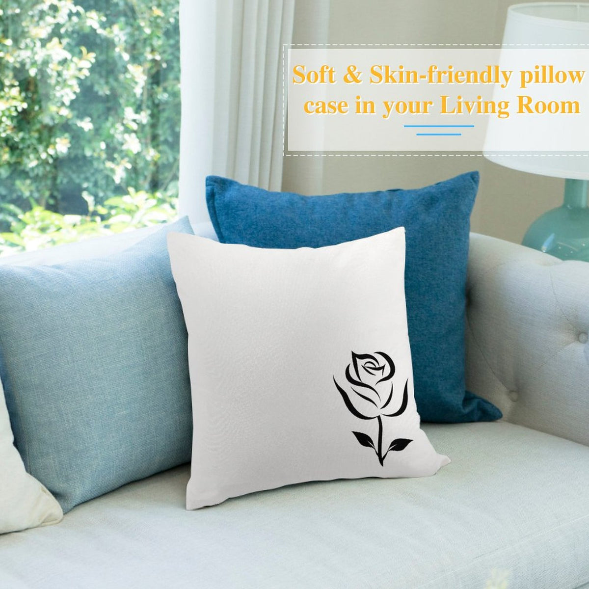 Square Plush Throw Pillow Cover (Pillow Excluded) Black Rose