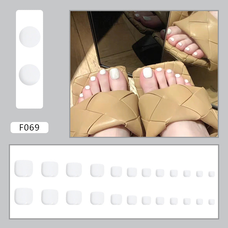Pure and simple milk white Press-on toenails nail polish bright white fake nail wearable manicure piece 24 pieces – Image 2