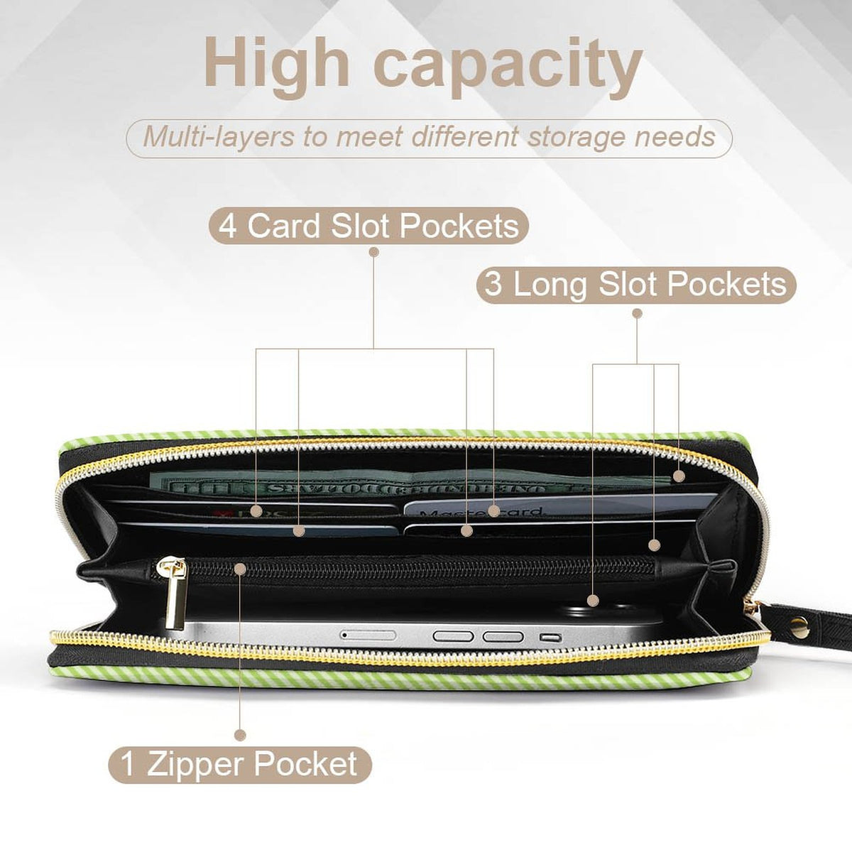 Leather Wallet with Wristlet Strap
