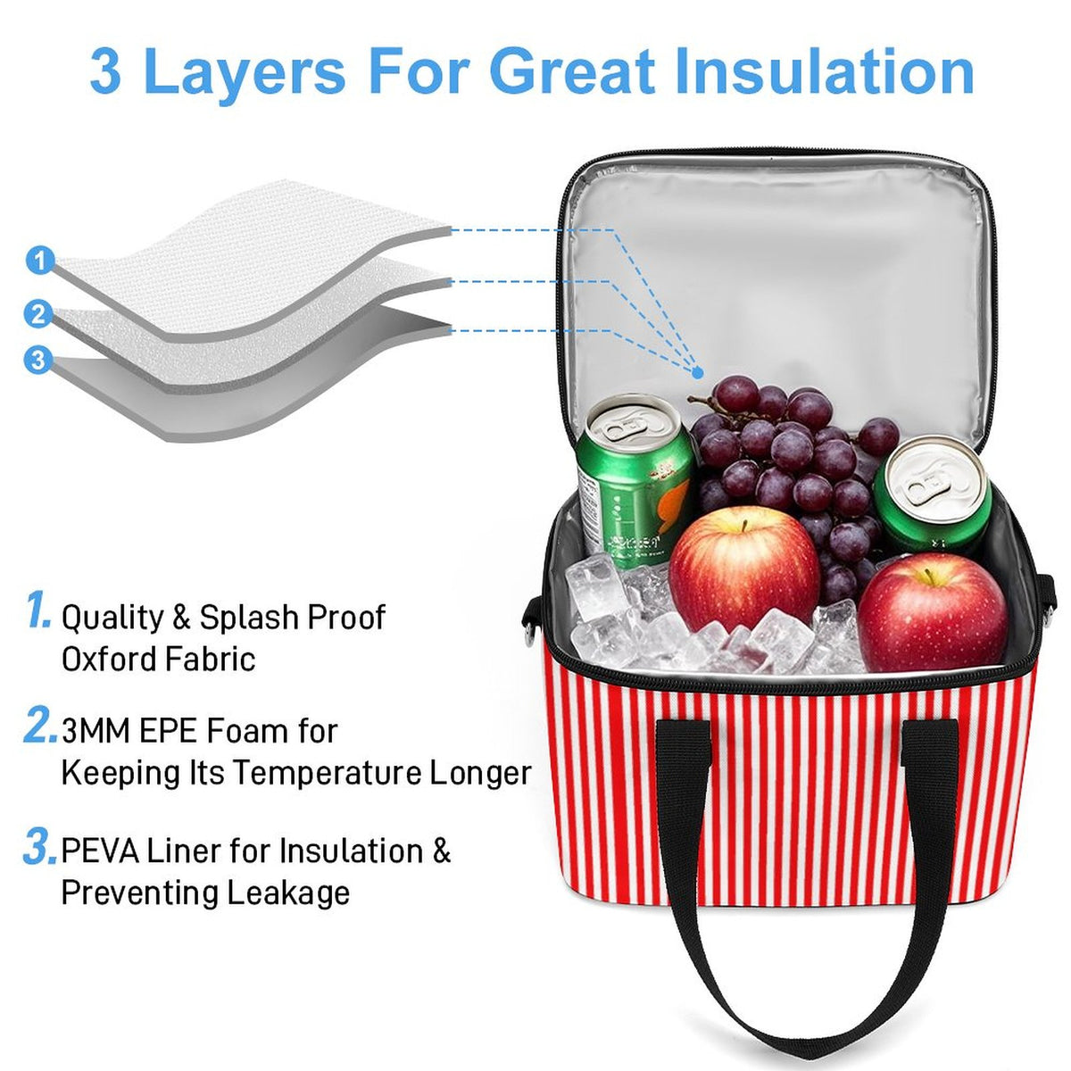 Portable Cooler/lunch bag - Red and white