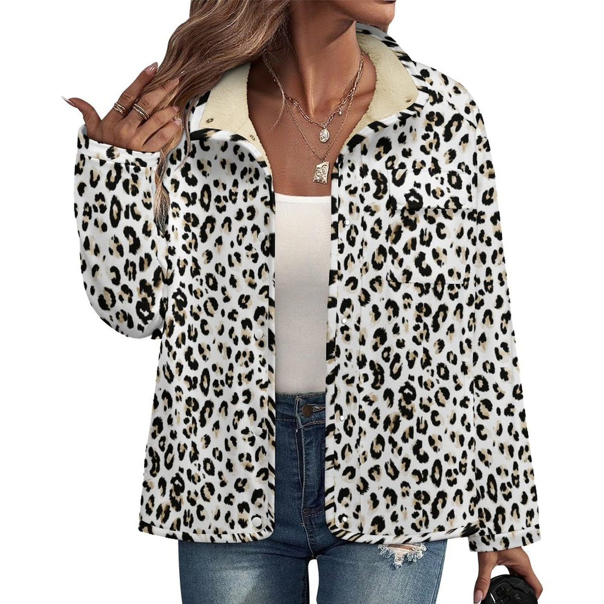 Stand-up Collar Fleece Casual Jacket