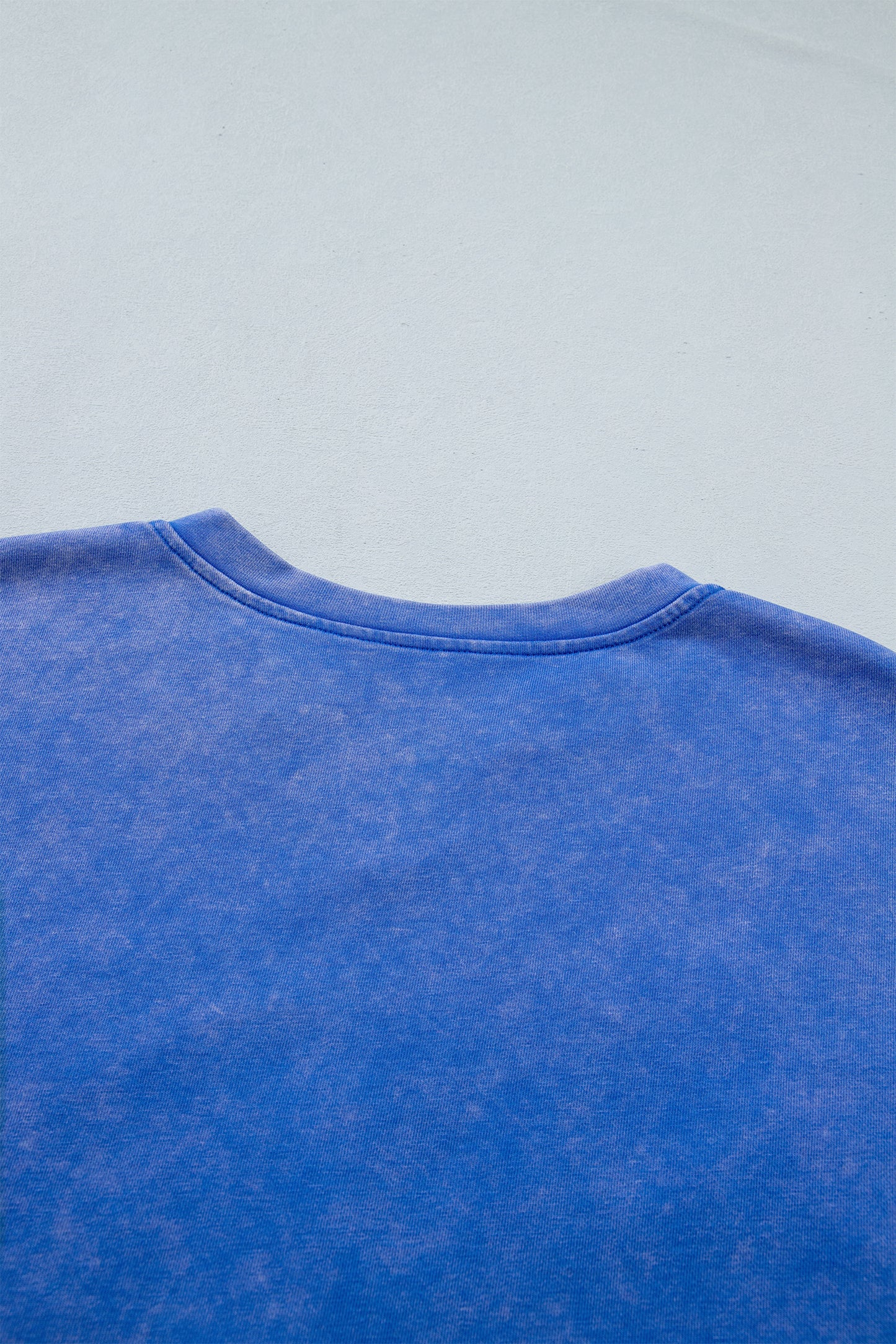 Sky Blue Patriot Star Patched Notched Neck Mineral Washed Tee