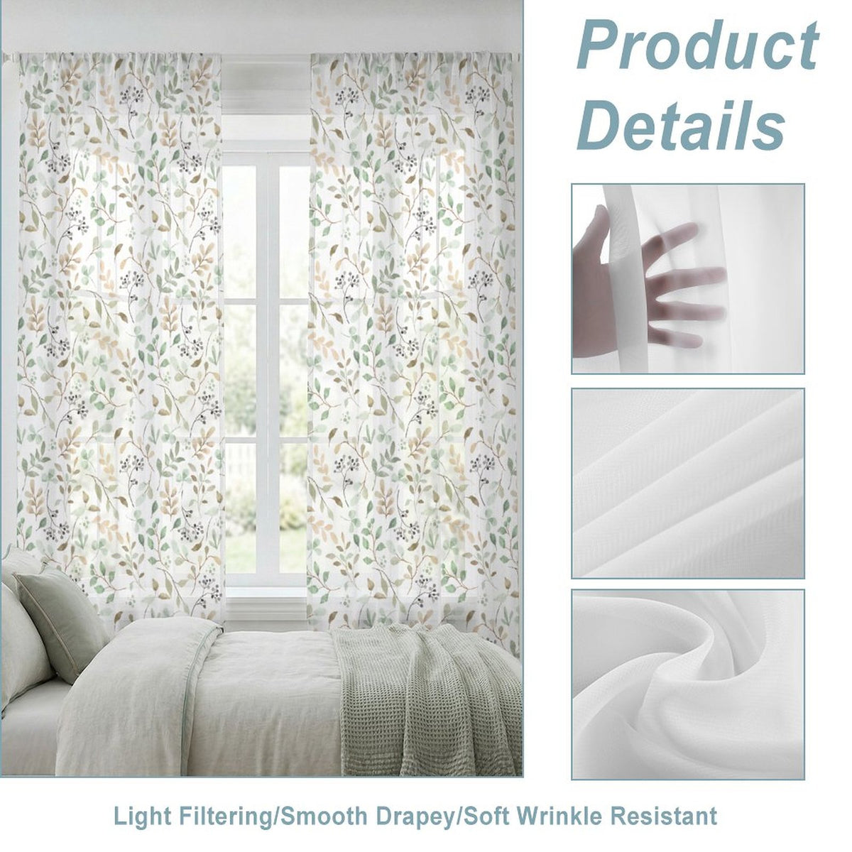 Sheer Curtain Flowers Vines
