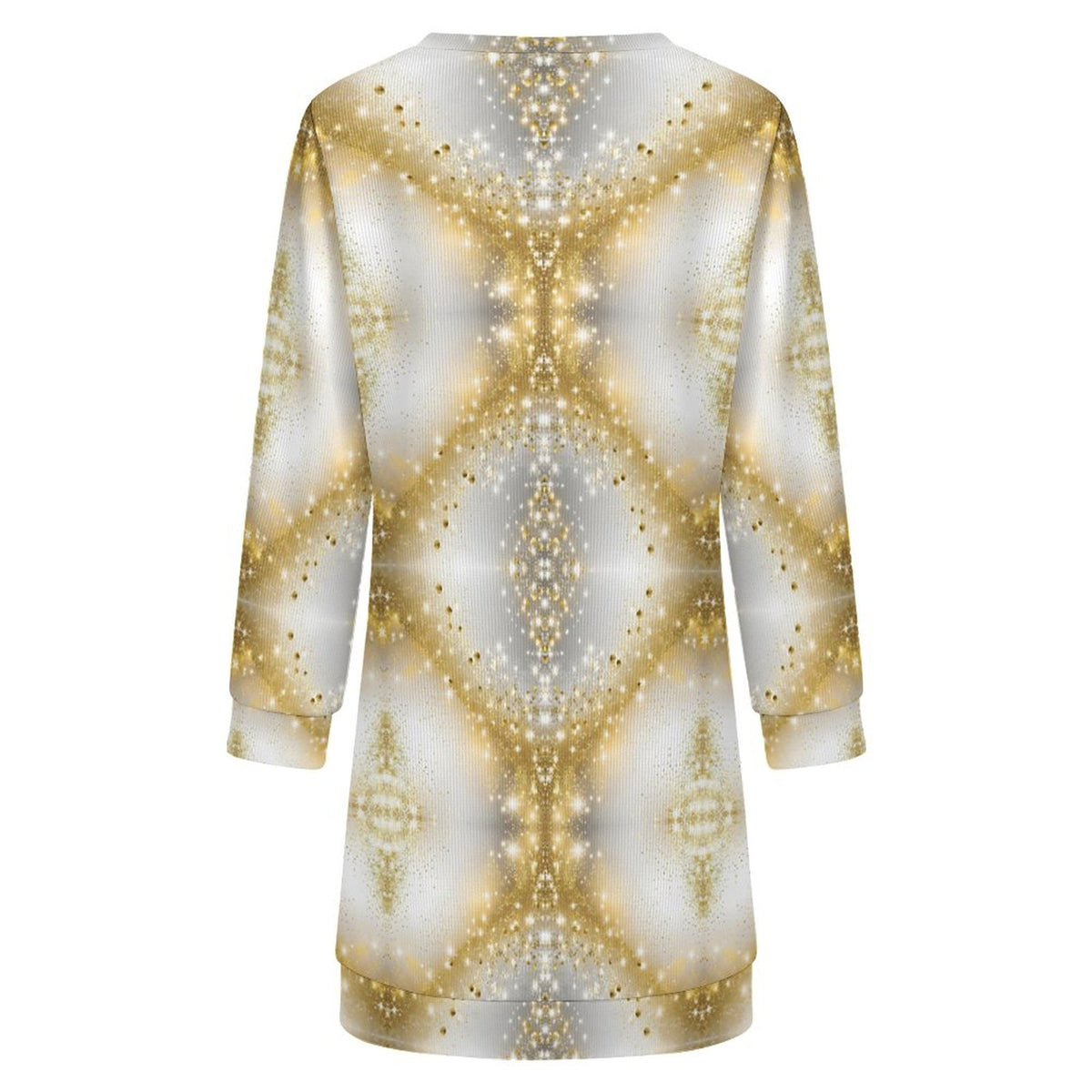 Women's Long Sleeve Sweater Dress Gold Sparkles