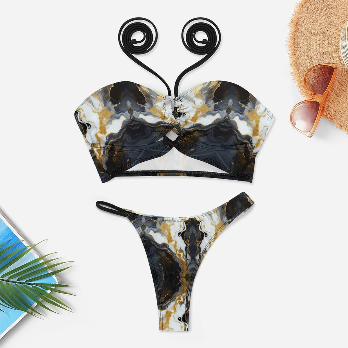 Black Marble Bikini Swimsuit