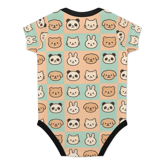 Faux Cotton Short Sleeve Baby Romper cutie animals