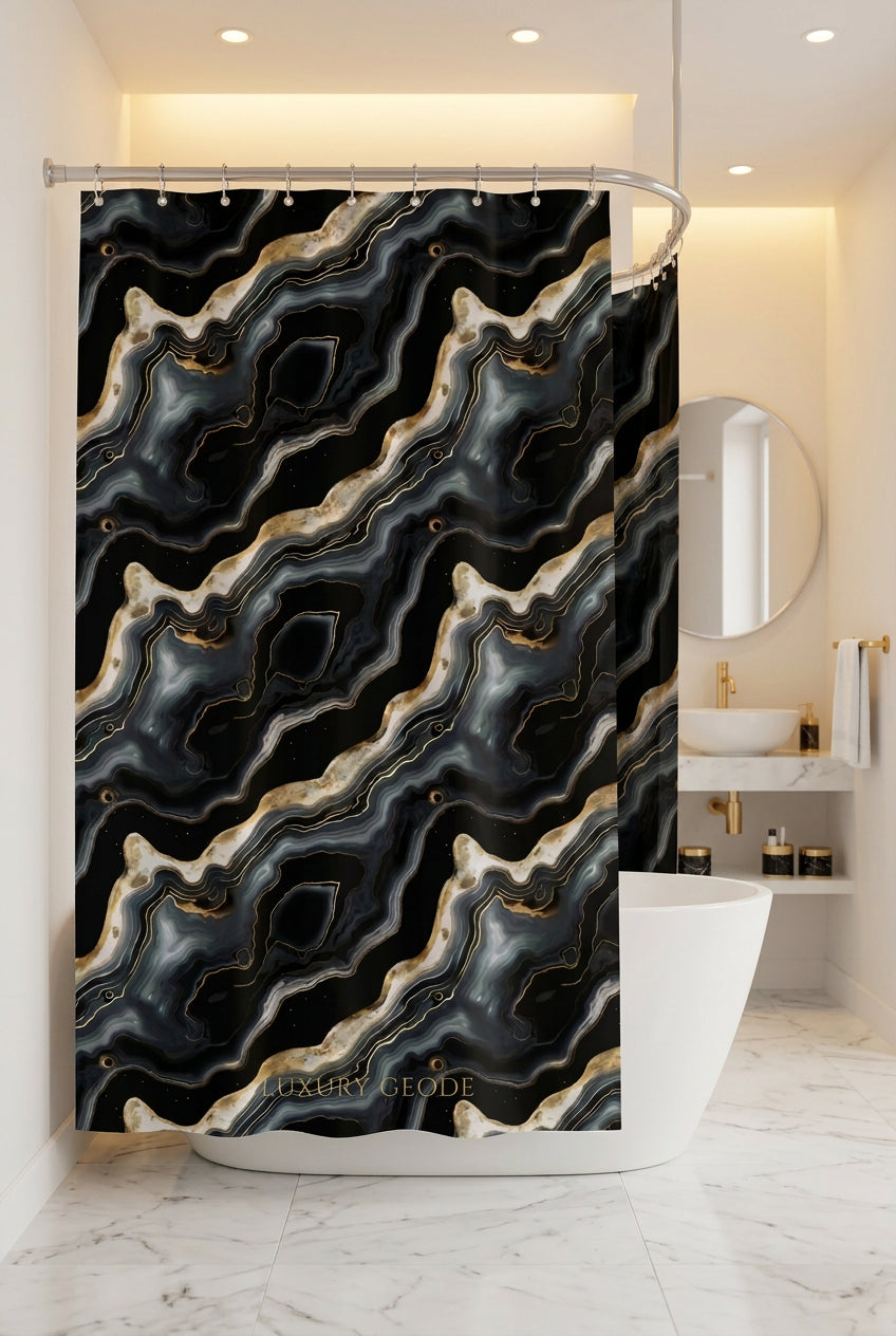 Black Marble Shower Curtain