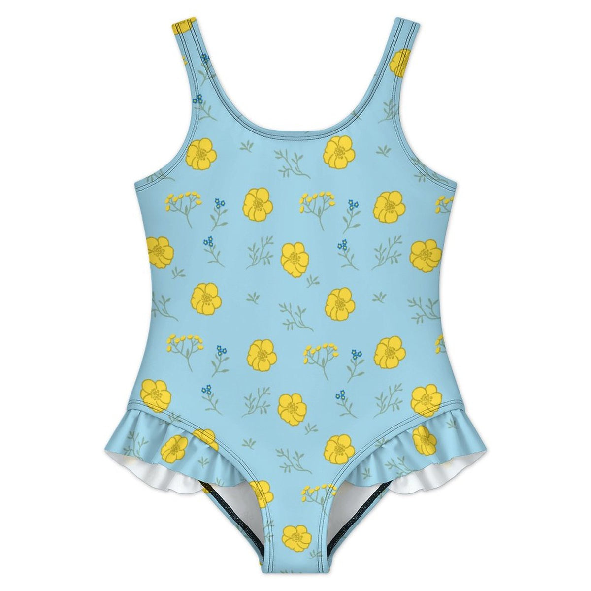 Girls Ruffle Trim One Piece Swimwear