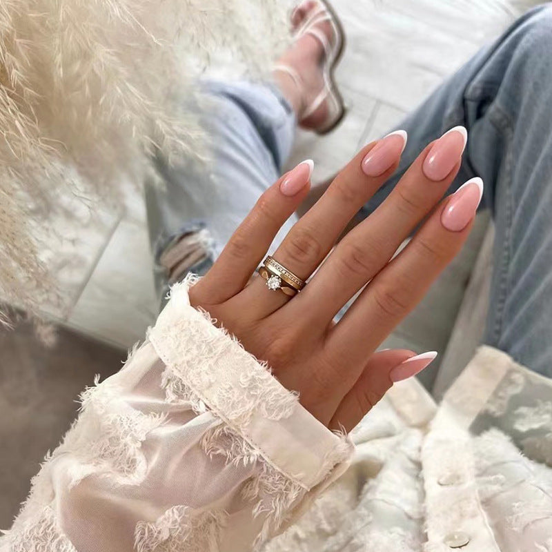 press on nails wholesale simple white edge French manicure patch press on nails wholesale fake nails press on – Image 6