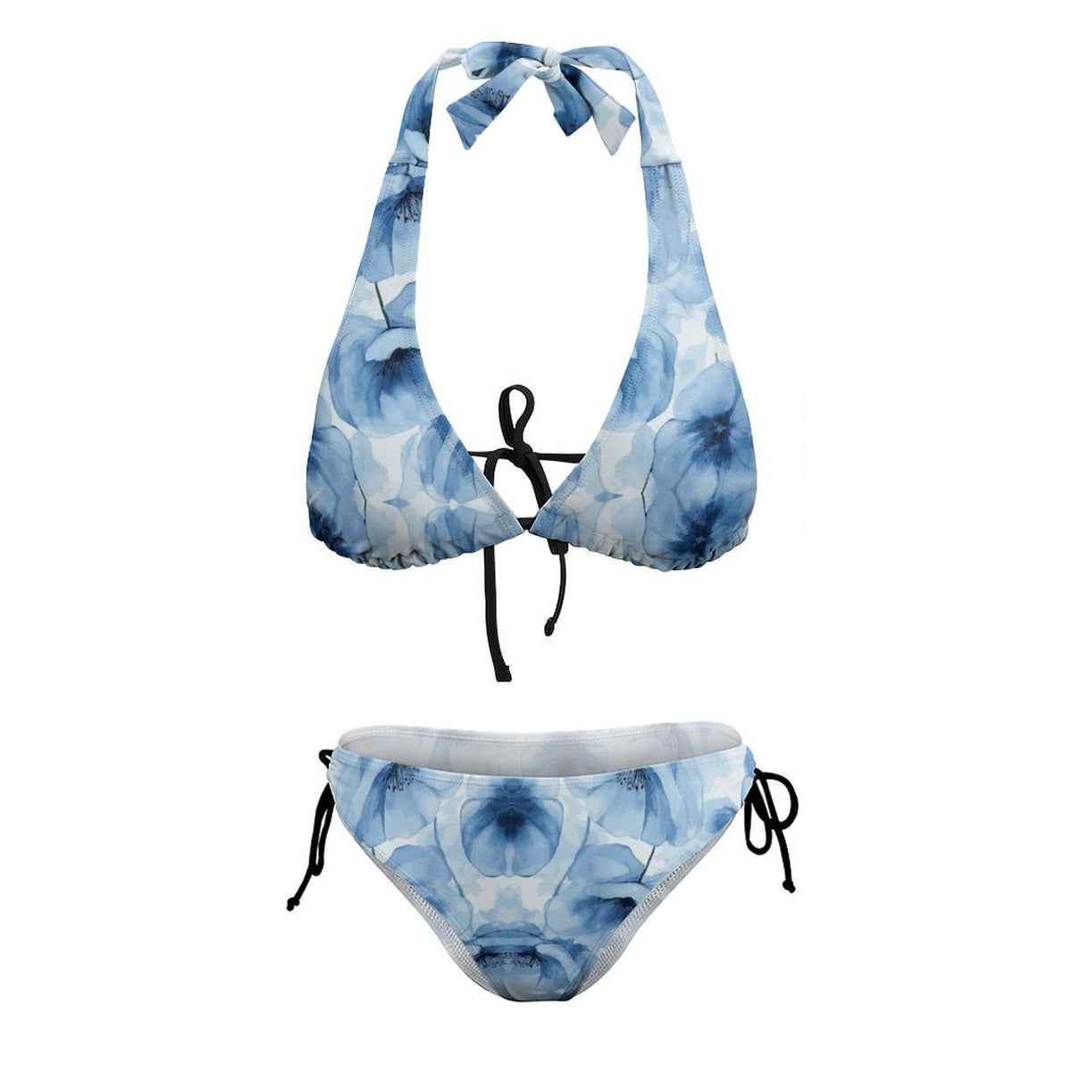 Two Piece Halter Swimsuit Blue