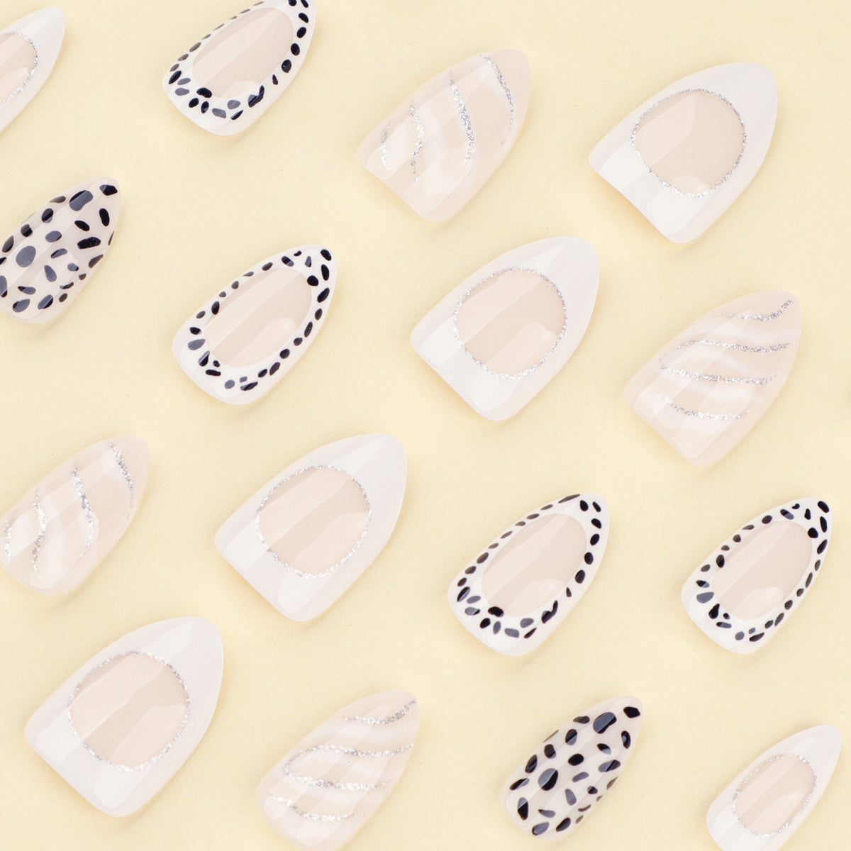 Chic Monochrome Nails with Dalmatian Spots and White Accents โ Image 3