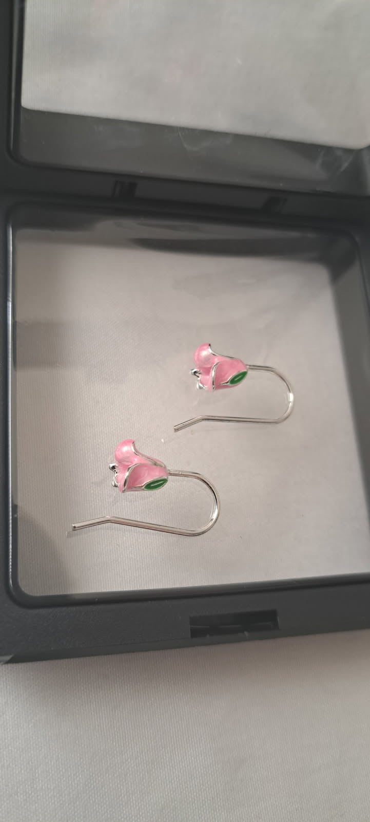925 Sterling Silver Pink Drop Earrings