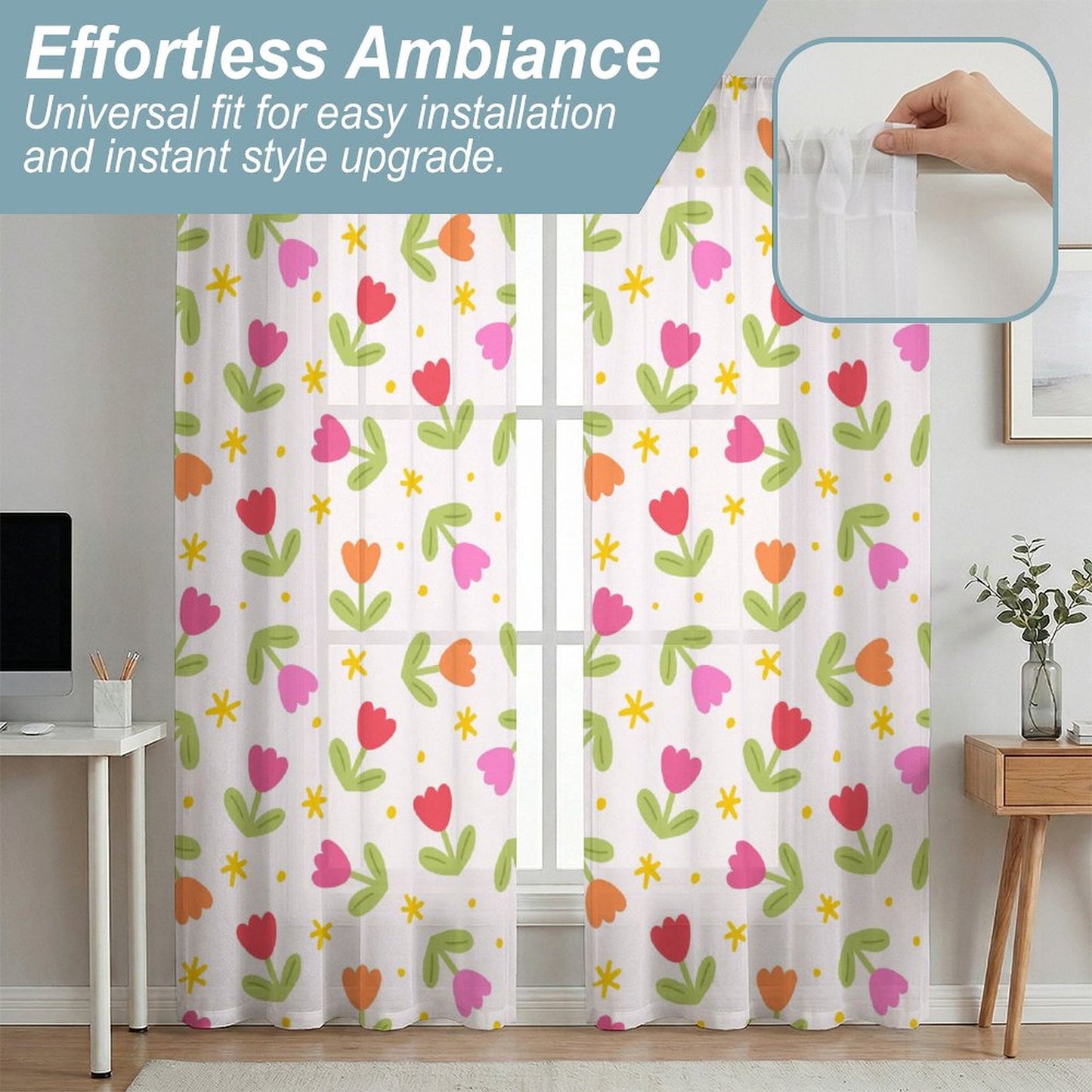 Sheer Curtain Tulips