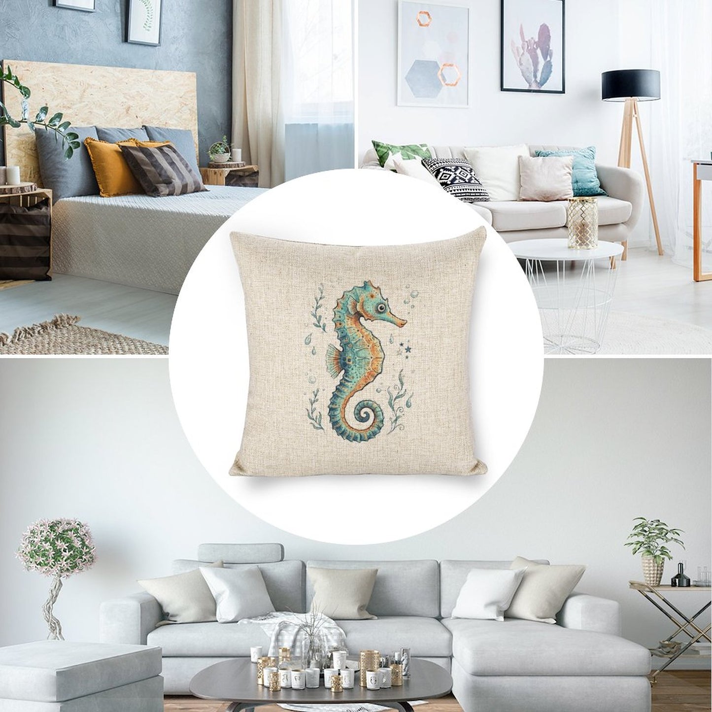 Personalized Photo Pillowcases (Pillow Excluded) (Dual-sided Printing) - Seahorse