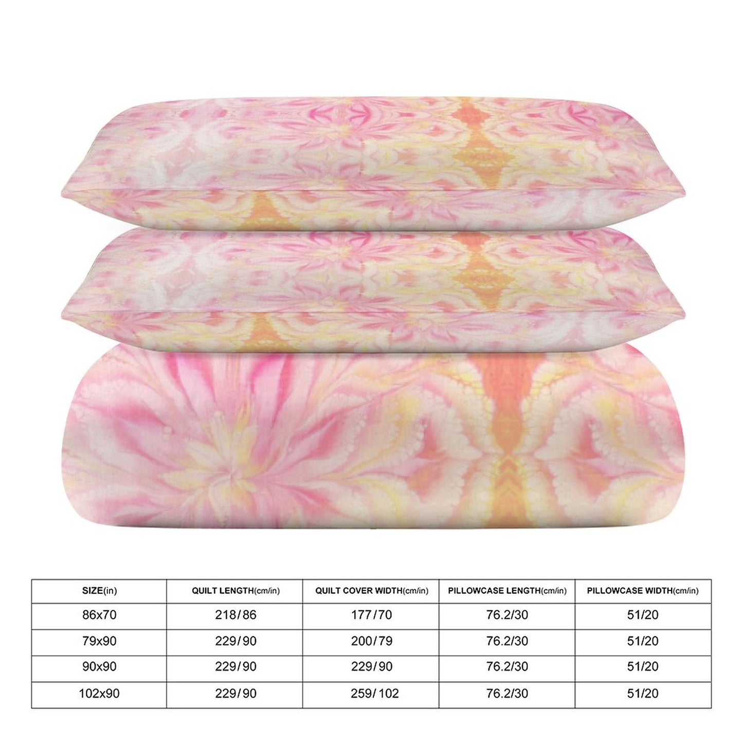 3-Piece Bedding Set-90"x90"/ 229x229cm (Dual-sided Printing)
