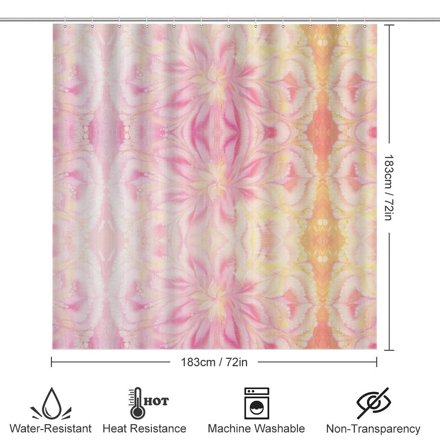 Shower Curtain Set with 3 Rugs