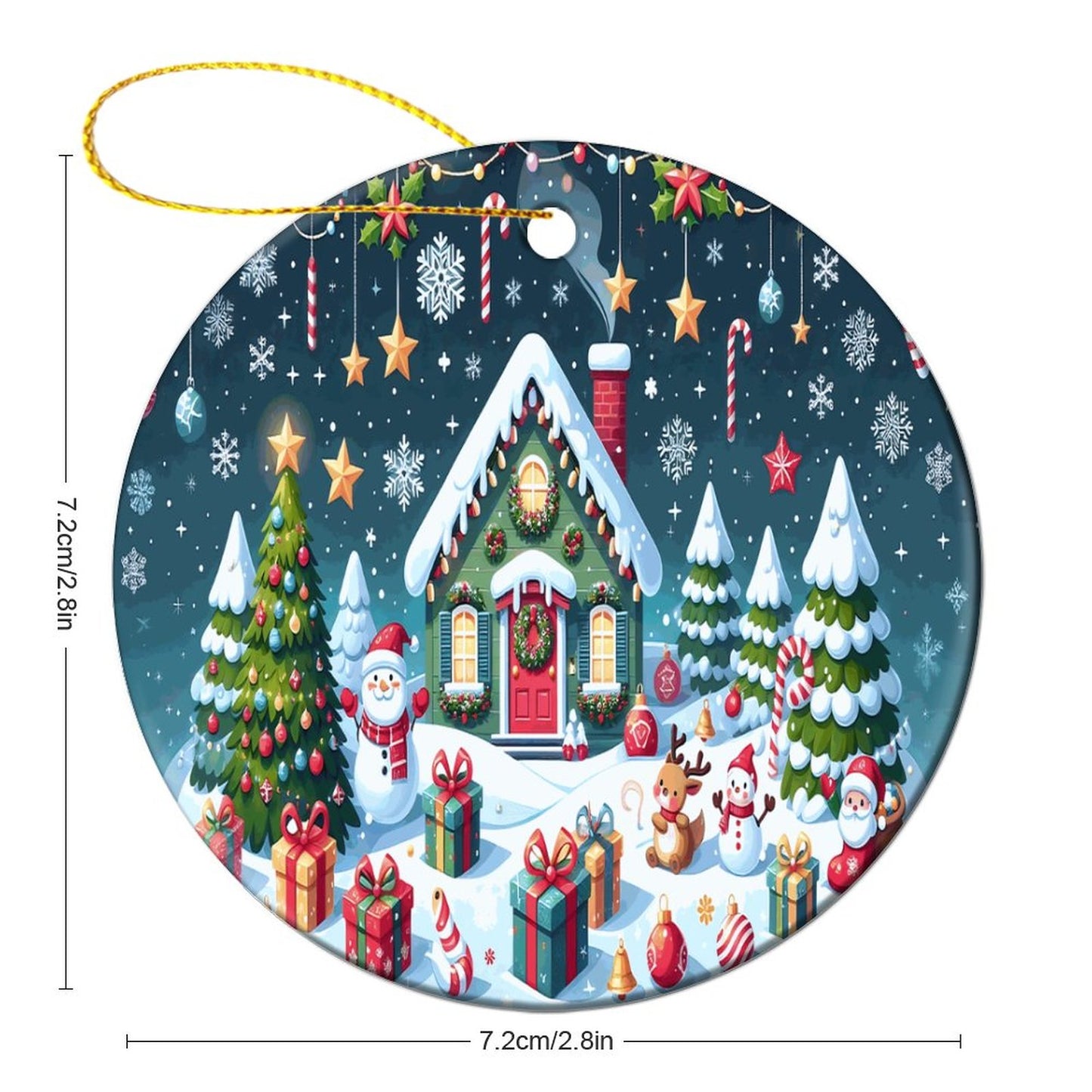 Round Christmas Ceramic Ornament (Glossy Surface)