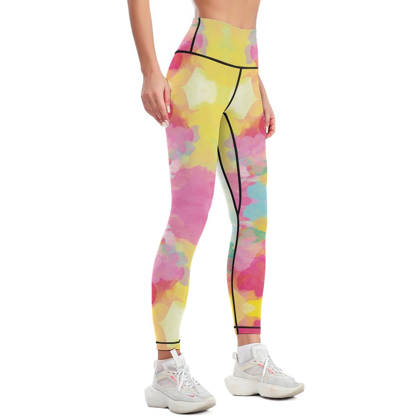 Women Workout Yoga Pants with Lines YJ033 (All-Over Printing)
