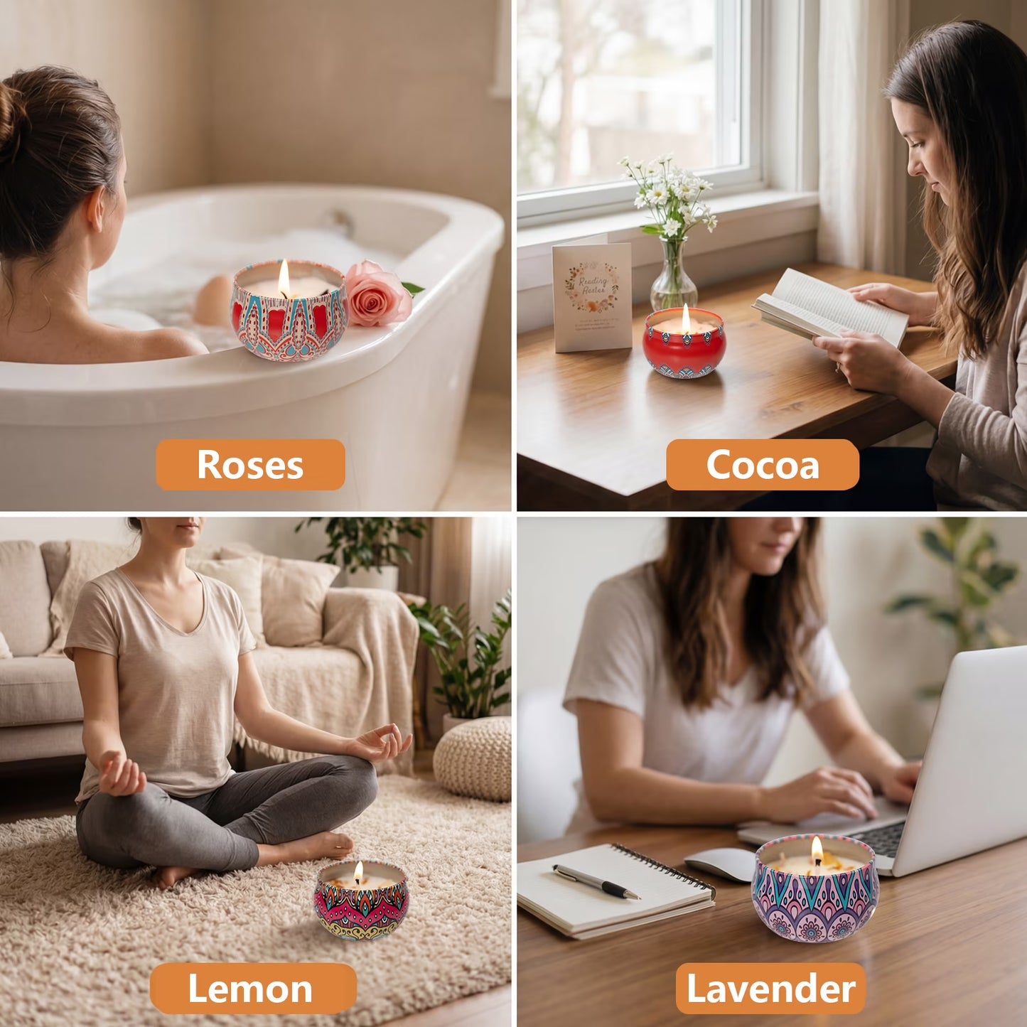 Scented Candles Gift Set,4 Pack Candles for Home Scented, 120 Hour Long Lasting Soy Wax Aromatherapy Candle Set, Birthday Gifts for Women with Gift Box