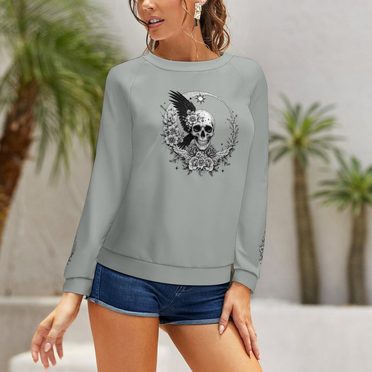 Skull Sweatshirt Designs Raglan Style
