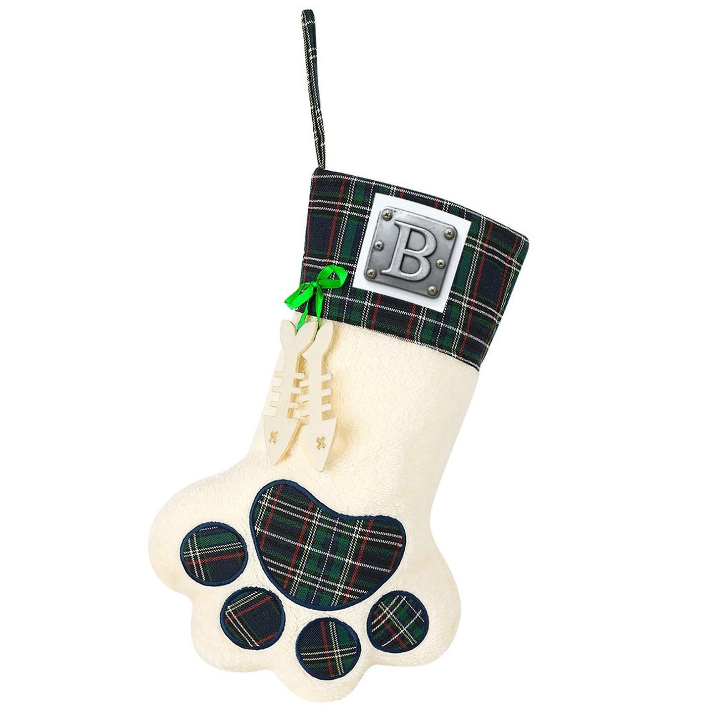 Pet Cat Dog Claw Christmas Stocking - Letter B