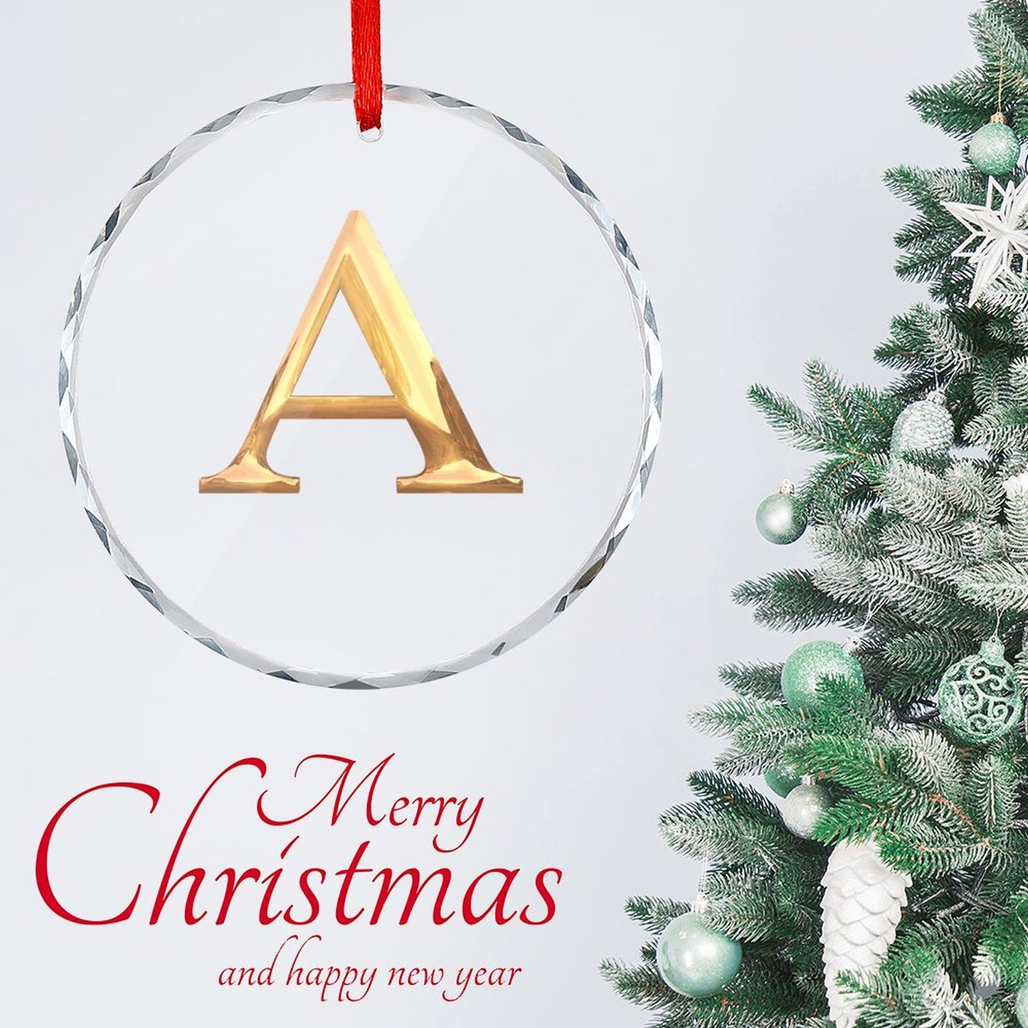 Glass Circular Ornament Pendant- Letter A