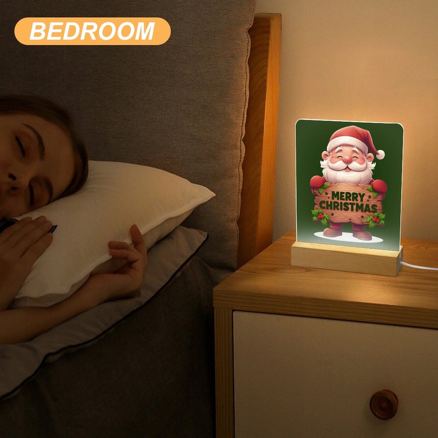 Acrylic Photo Night Light with Wooden Base