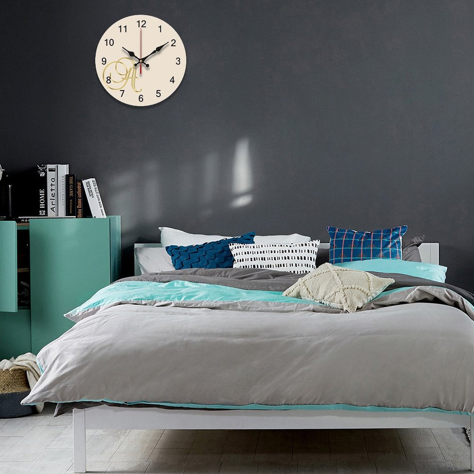 Concise Silent Wooden Wall Clock-9.84"x9.84"/ 25x25cm - Letter A