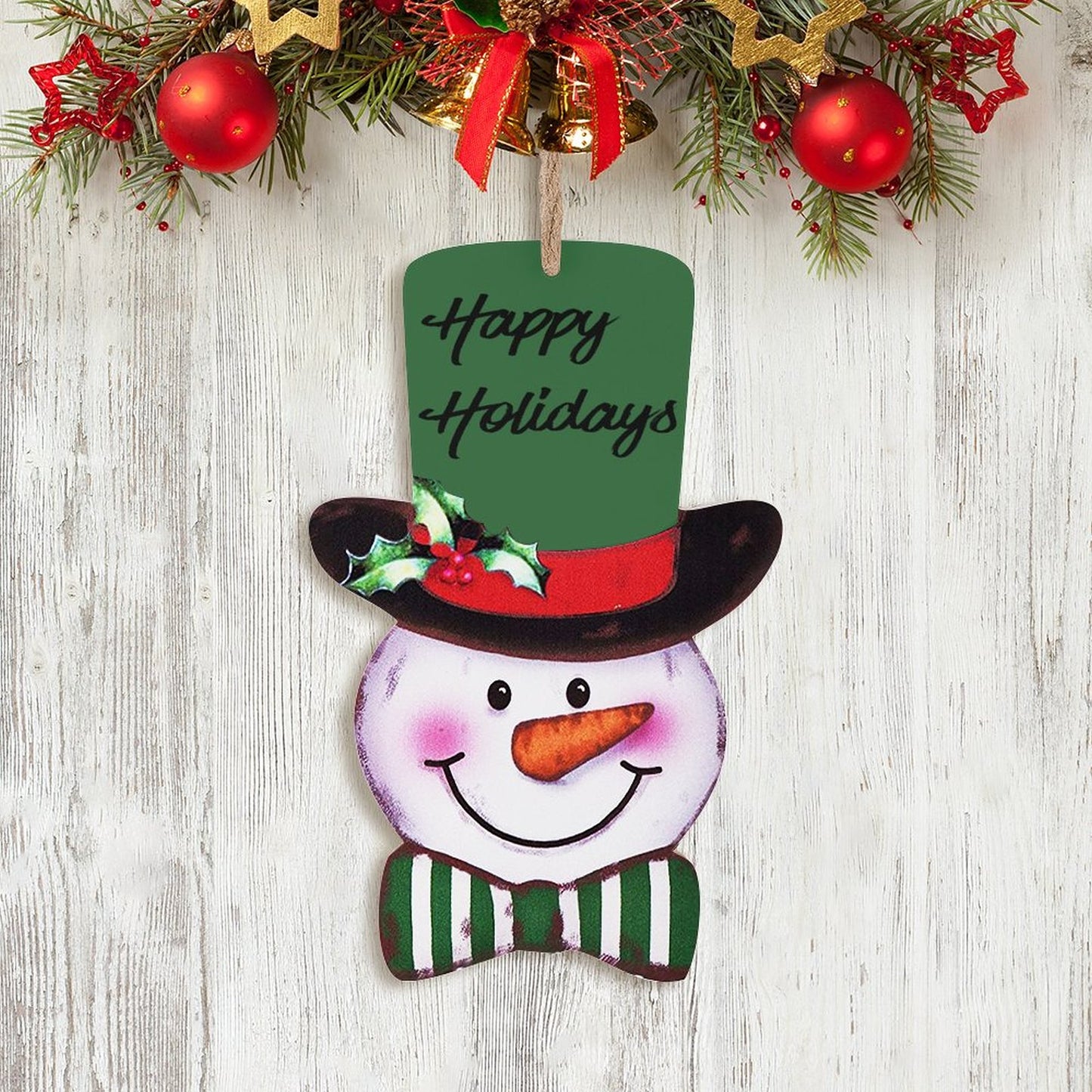 Wooden Christmas Snowman Ornament
