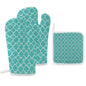 Oven Mitts & Pot Holder Set of 3 Teal