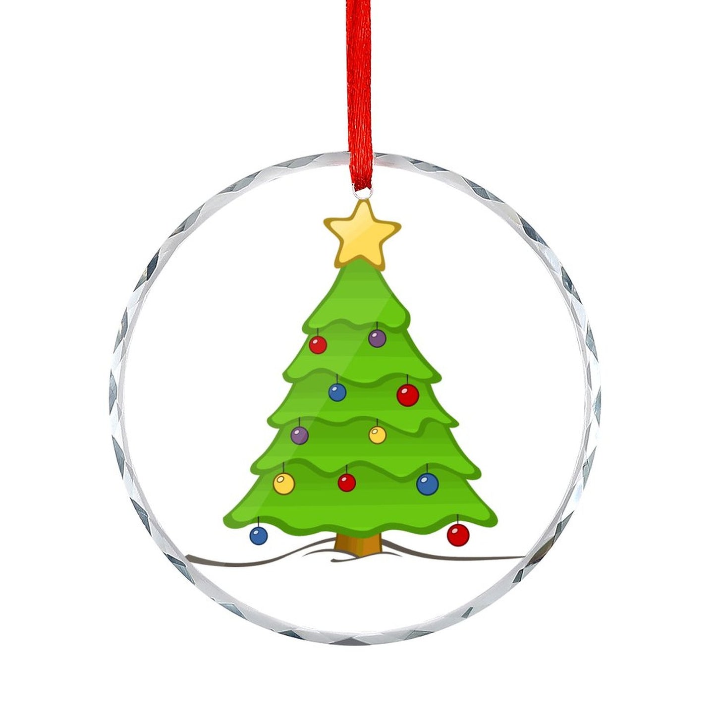Glass Circular Ornament Pendant -Christmas Tree
