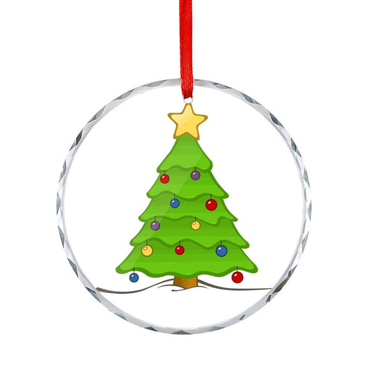 Glass Circular Ornament Pendant -Christmas Tree