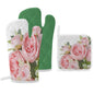 Oven Mitts & Pot Holder Set of 3 Pink flowers