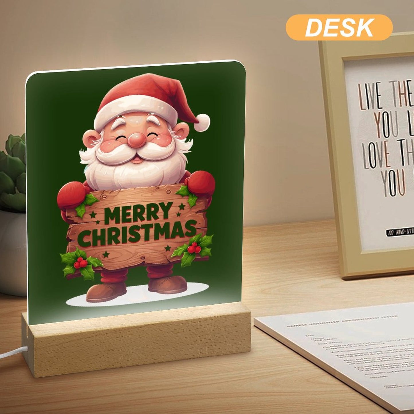 Acrylic Photo Night Light with Wooden Base