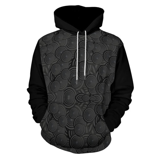 Black Pattern Unisex Cool Hoodie with Double-layer Cap