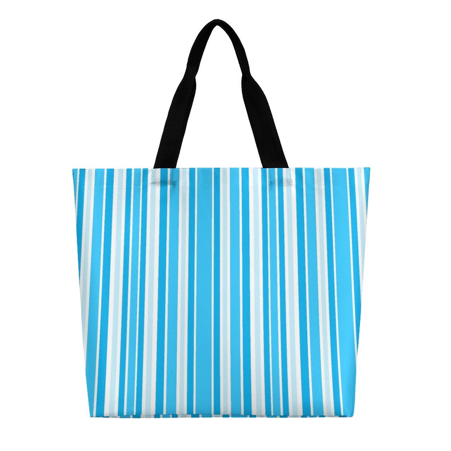 Large One Shoulder Shopping Bag Blue Stripes