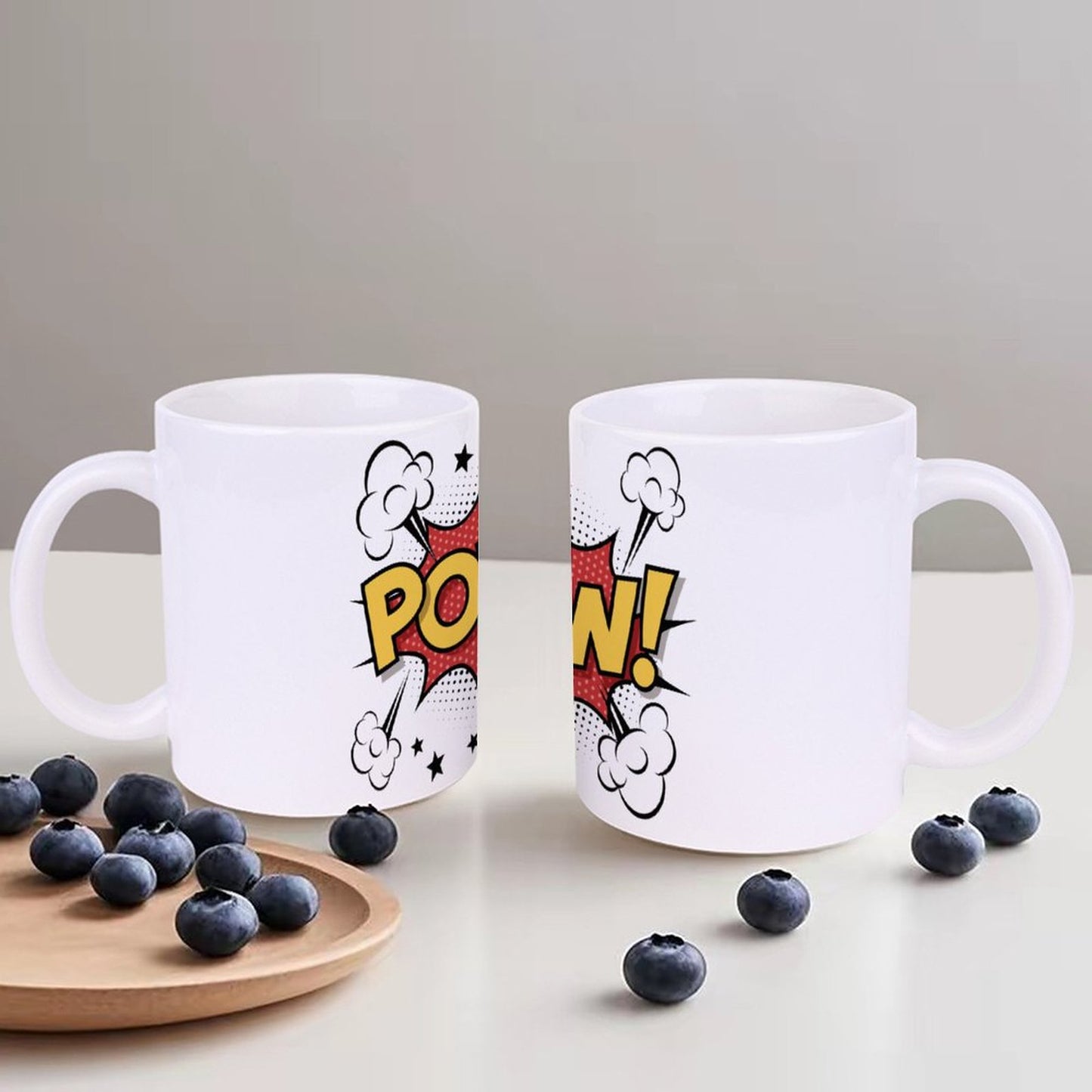 14oz White Ceramic Mug with Handle - POW