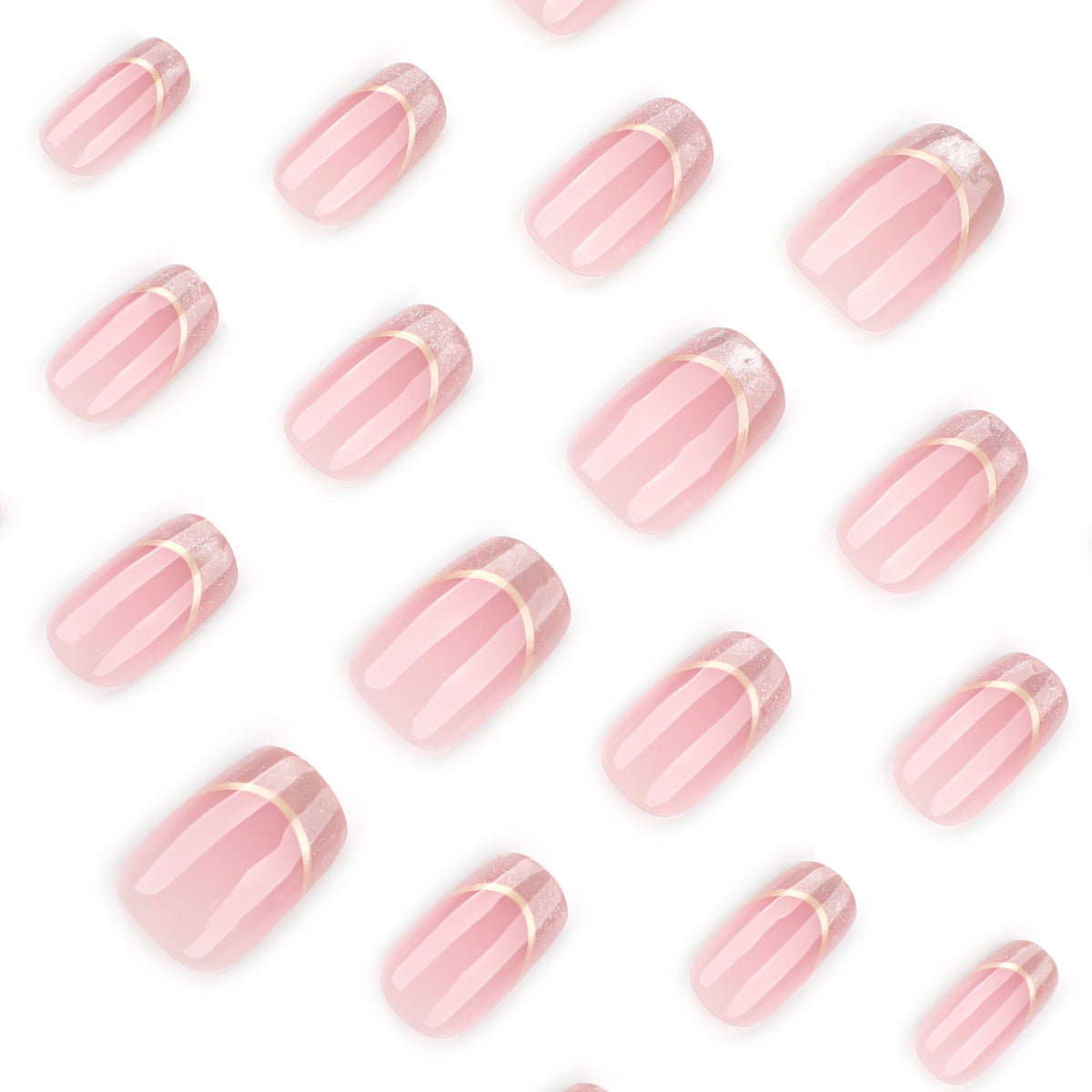 Simple French cat's eye short square round press-on nails – Image 3