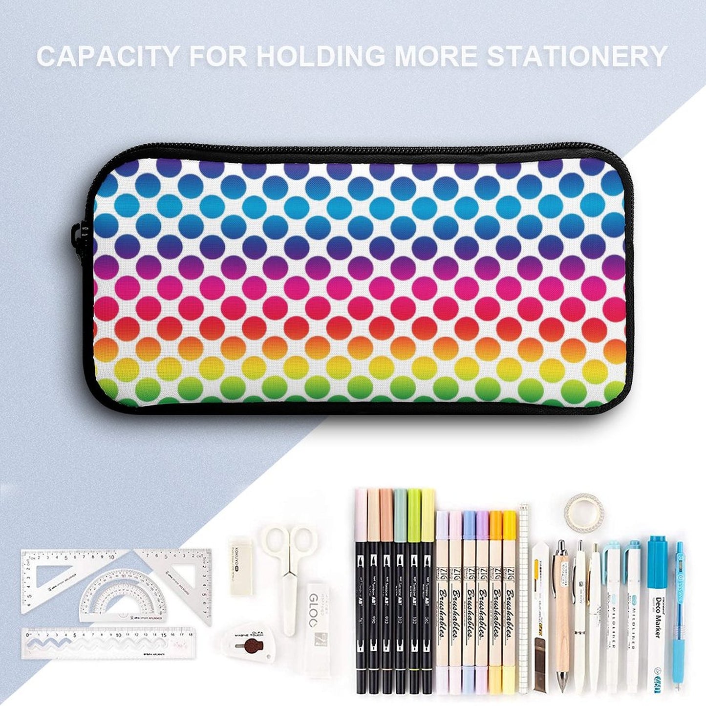 3 Pcs School Backpack Set for Kids (Backpack, Kid's Insulated Lunch Bag & Pencil Case Organizer) - rainbow dots