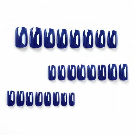 Blue press on nails manicure rectangular fake nails nails piece solid color nails piece press on nails piece nails – Image 2