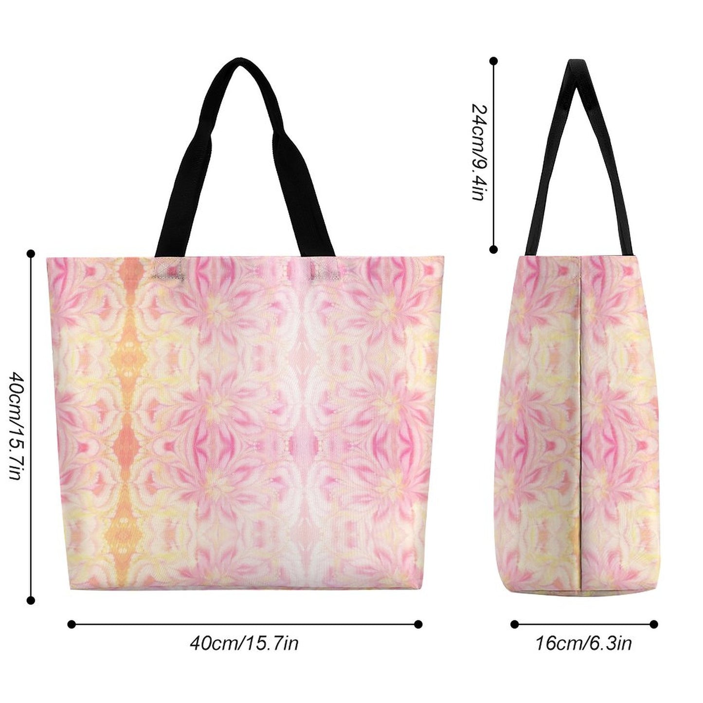 Large One Shoulder Shopping Bag Pink Tie-Dye