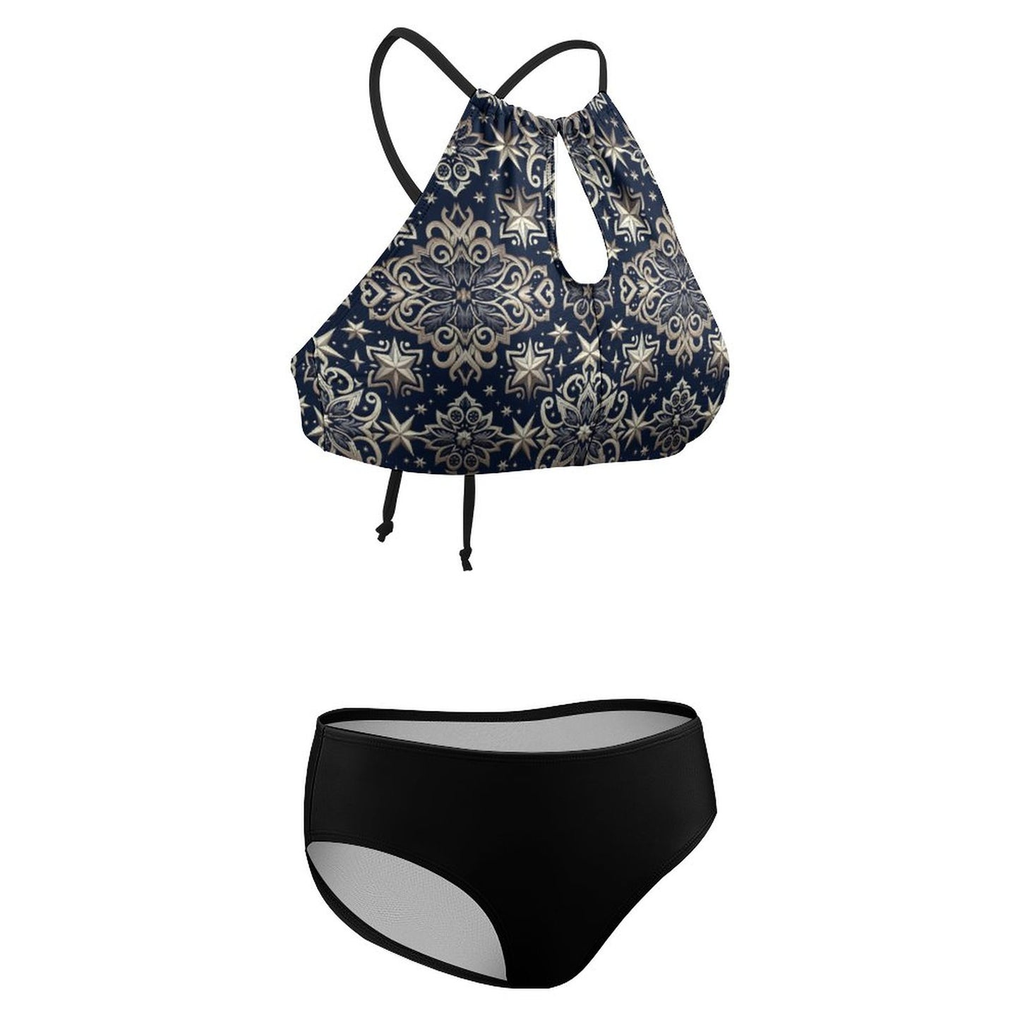 Women's Two piece Swimsuit with High Neck Halter Top