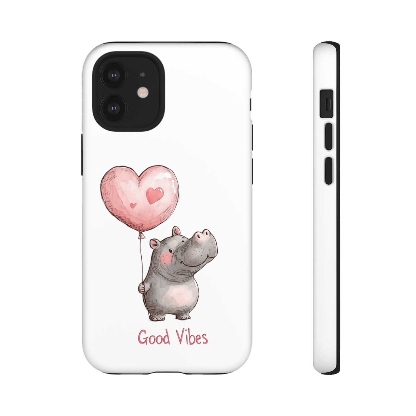 Cute Hippo Phone Case - Good Vibes Design, Animal Lover Gift, Fun Accessory, Birthday Present, Phone Accessories